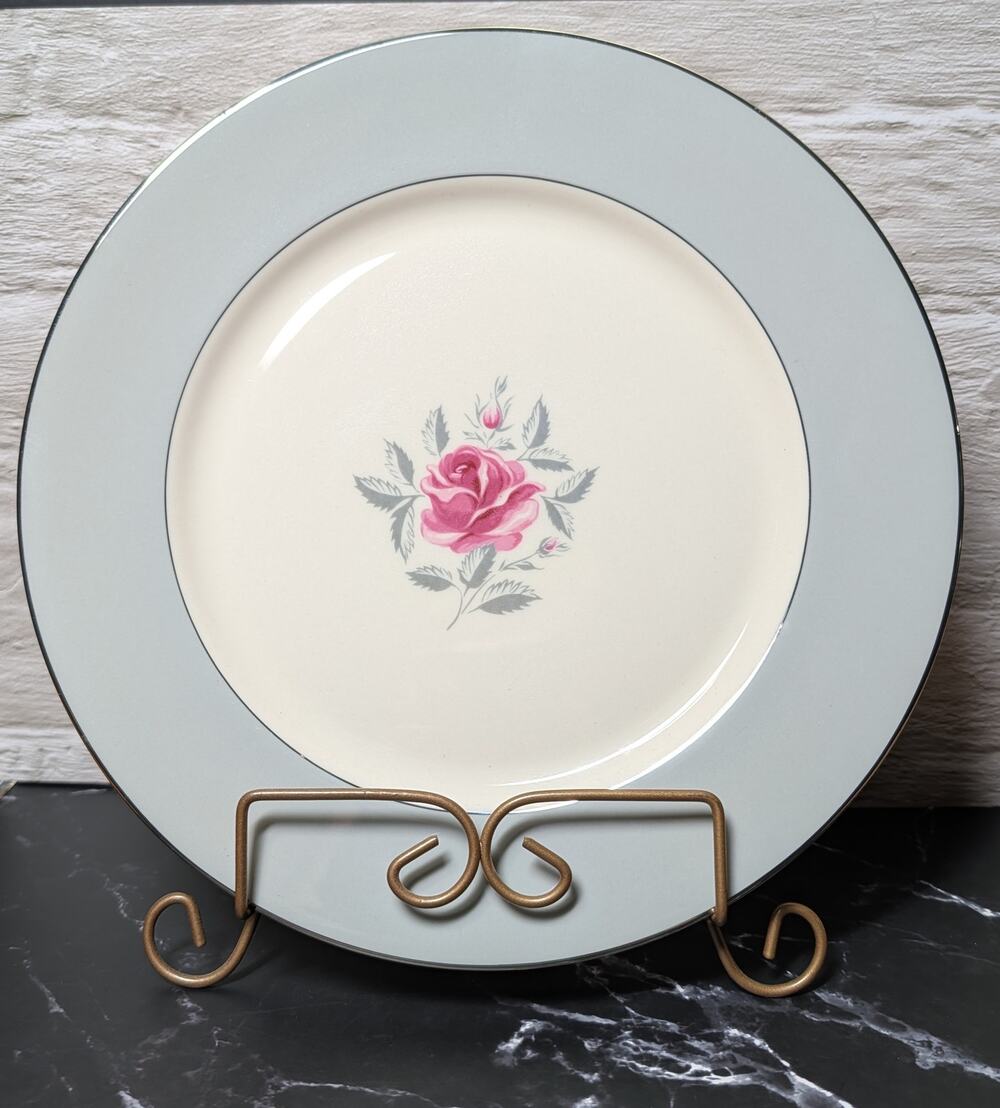 Vintage MCM USA Made Flintridge Miramar Pink Rose China Dinner Plate, Pre-Owned